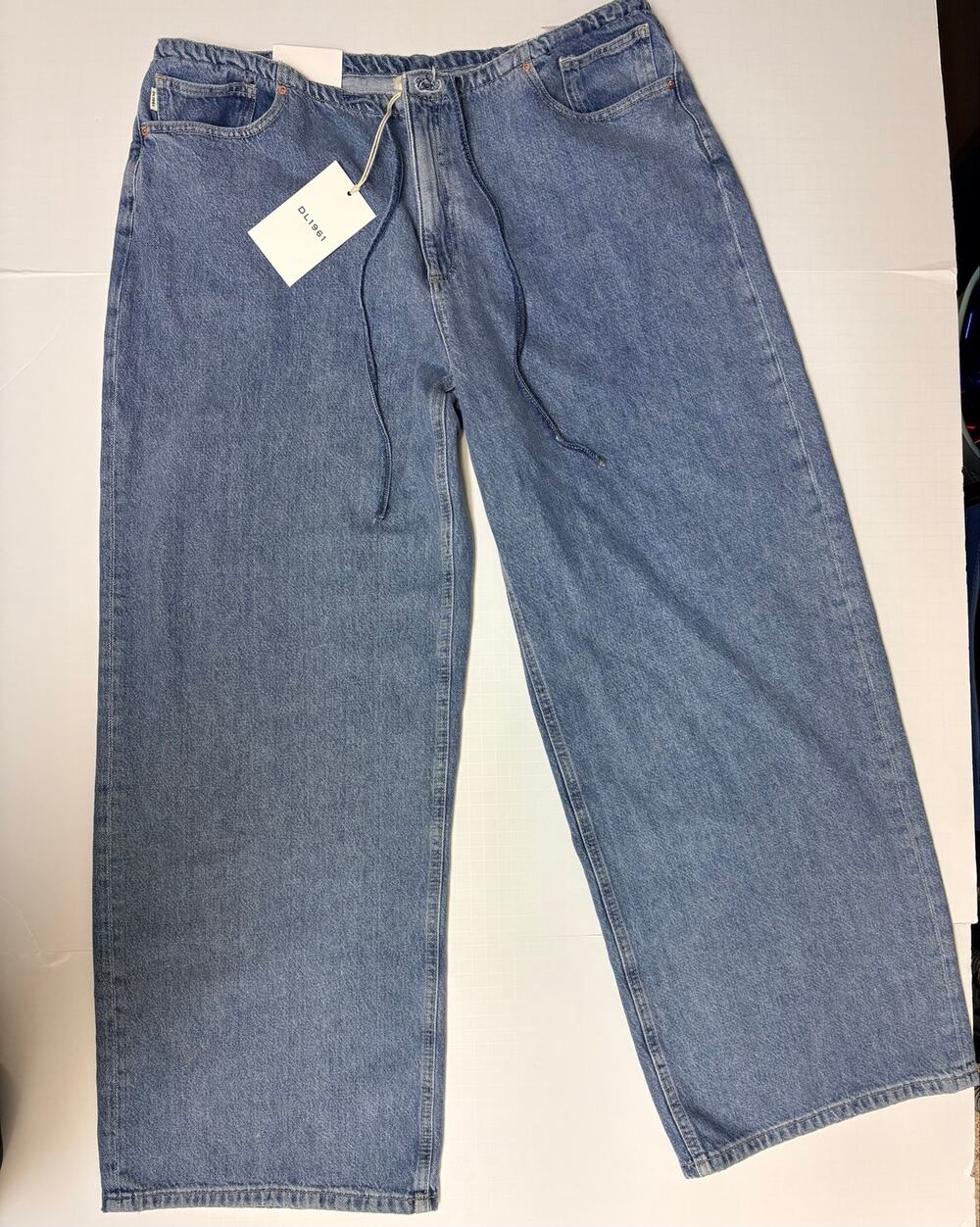 DL1961 Sienna Womens 32 Low Slung Wide Leg Jeans Tie Waist NWT drawstring